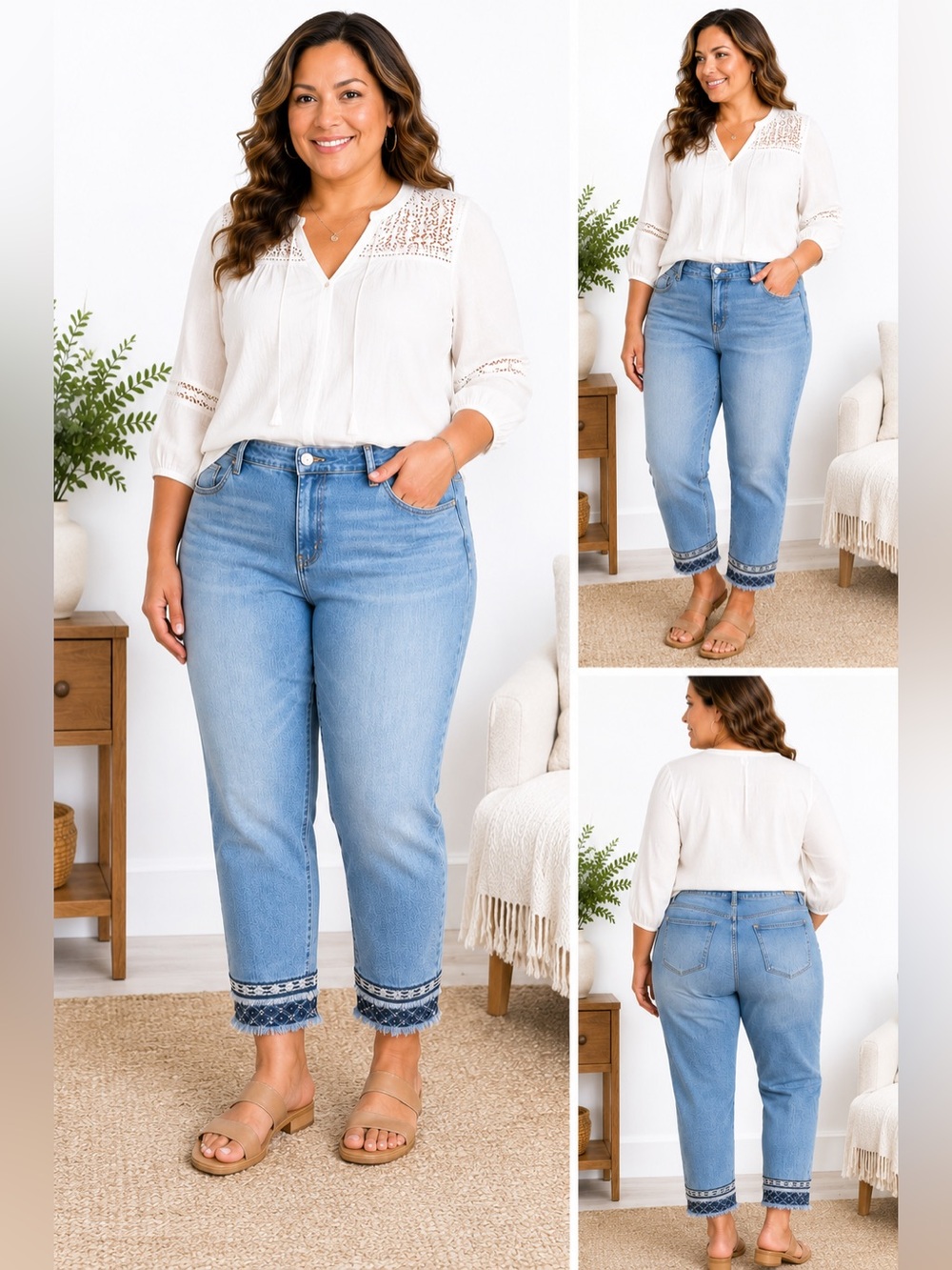 Chico's Light Blue Denim Girlfriend Slim Crop Jeans